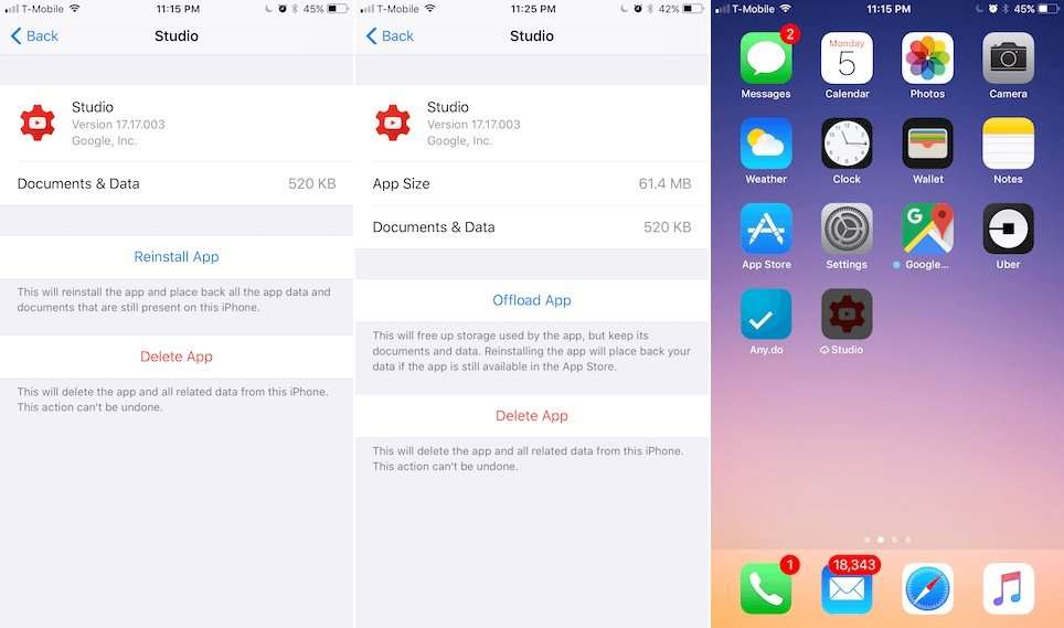iOS 11 erlaubt Löschen von Apps bei Beibehaltung der Daten